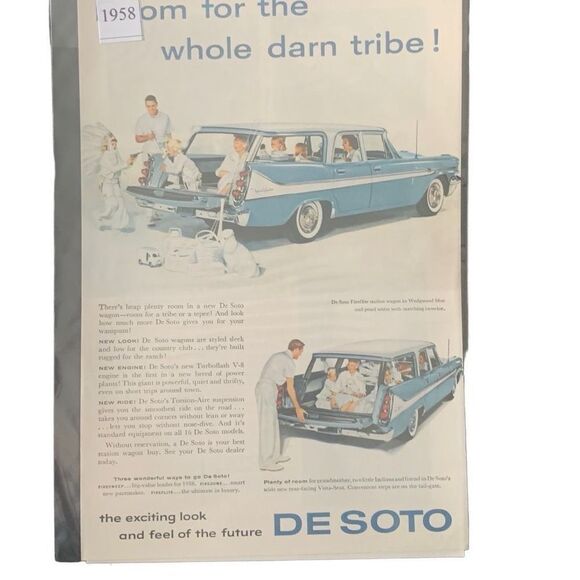 Vintage 1958 De Soto Room For The Whole Darn Tribe Ad Advertisement - Picture 3 of 4